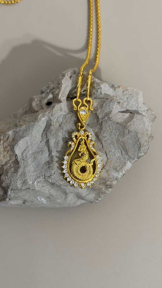 Gold Zircon Nak Pendant